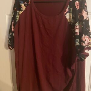 Red and Pink Raglan Relaxed T-Shirt